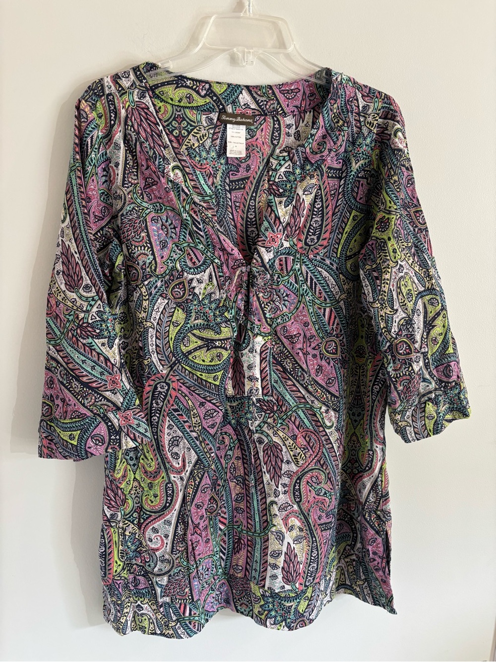 Tommy Bahama Pink, Green & Blue Paisley Tunic Cover Up Size Medium